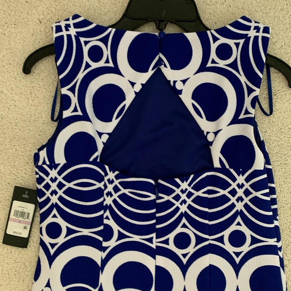 NWT Jessica Howard Blue and White Geometric Dress - Picture 3 of 3